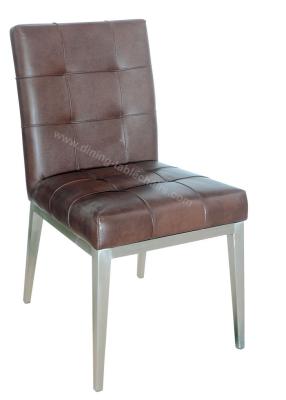 中国 椅子の装飾の皮の友好的で柔らかい材料を家に食事するステンレス製の足PU 販売のため