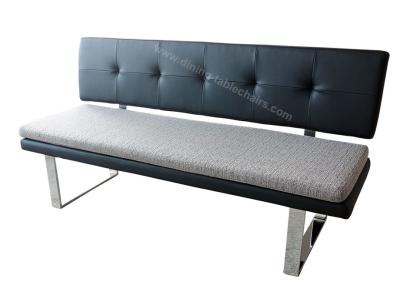 China Backrest Upholstered Dining Bench High Density Sponge Chrome Plated Leg for sale