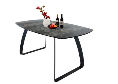 China Ceramic Fixed Dining Table , 1.6 Meter Tempered Glass Top Dining Table for sale