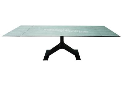China Ceramic Topped Extension Dining Table 2.1 Meter Stainless Base Customized Color for sale