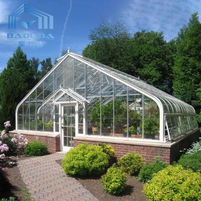 China Anti Aging Horticultural Aluminium Greenhouse Tent With Glass Sheet for sale