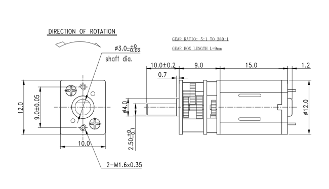 N20 micro motor assembly diagram and specifications