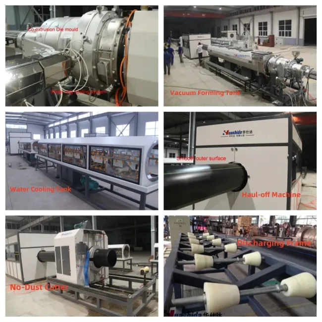 HDPE PE Single Screw Extruder Solid Wall Pipe Extrusion Line for Municipal Water / Gas Supply Systems