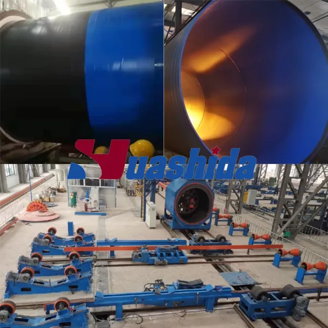 Steel Pipe Internal Fbe Spraying & External 3lpe Shot Blasting Coating Production Line for Pipeline Protection