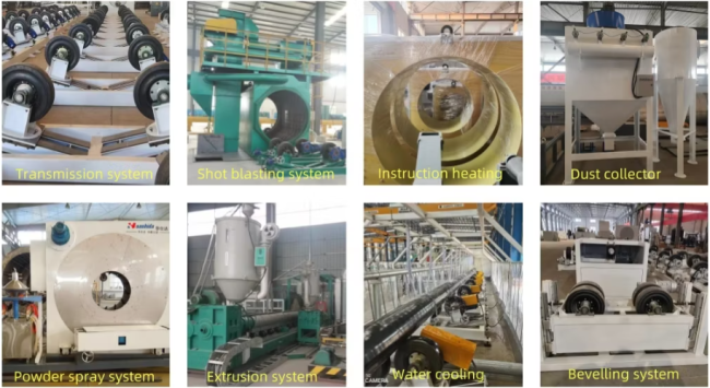 Detailed view of coating line components