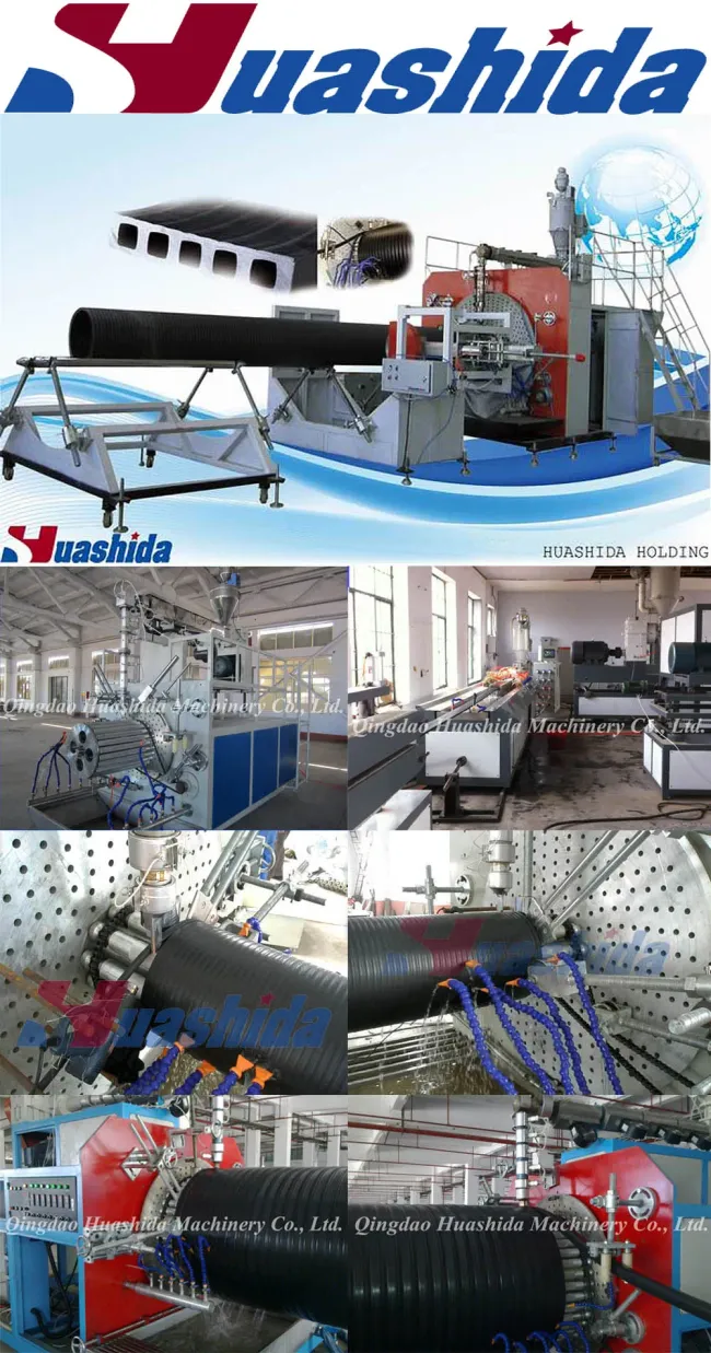 HDPE Plastic Hollow Wall Spiral Pipe Extrusion Line Machinery