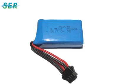 China Toy Helicopter RC Drone Battery 7.4V 753048 2S 850mAh With PCM XH/JST/SM Connector for sale
