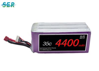 China High Discharge LiPO Battery Pack , 6S1P RC Helicopter Battery 22.2V 4400mAh 35C for sale