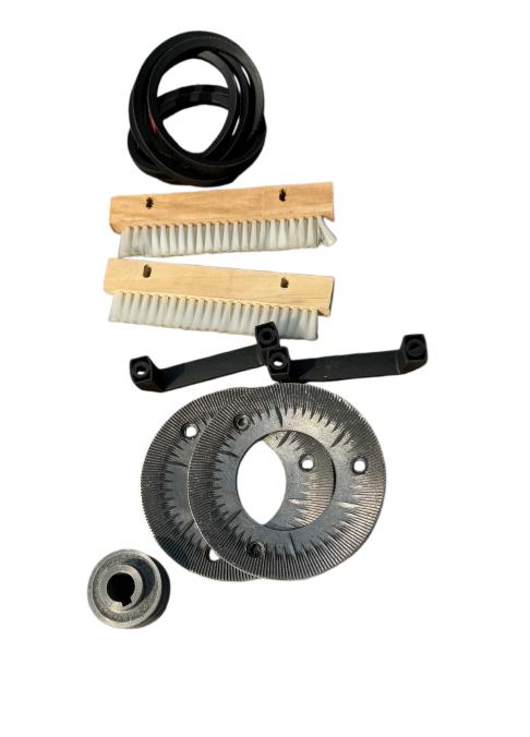Close-up view of flour mill grinding mechanism and hopper