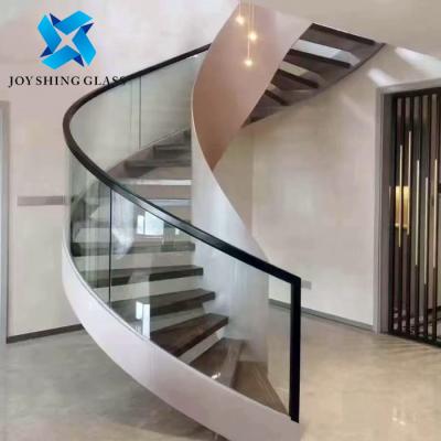 China Custom Size 12mm Bent Toughened Glass For Spiral Stairs for sale