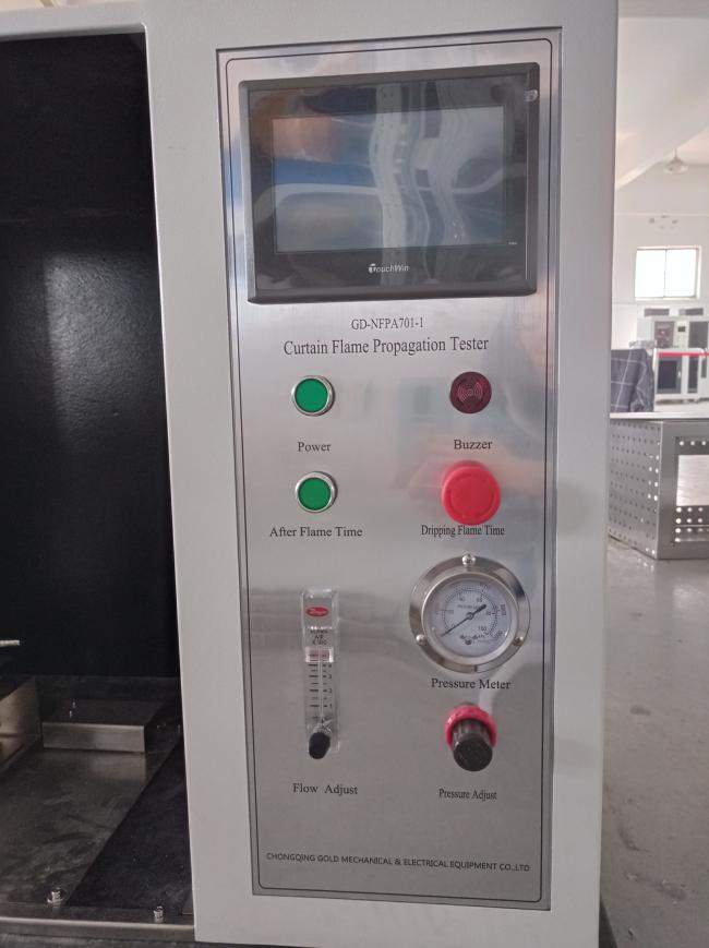 Curtain Flame Propagation Tester in operation