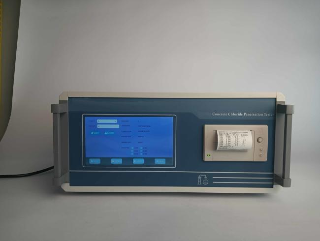 Concrete chloride ion flux measuring instrument in operation