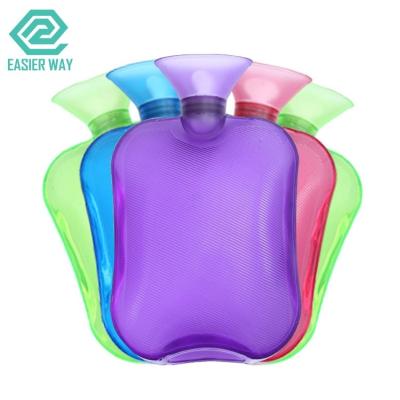 China 500ml 750ml 1000ml Nature Rubber PVC Hot Water Bottle For Home Care Pain Relieve for sale