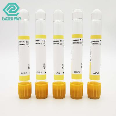 中国 13x75mmの血のコレクションの供給によっては血清テストのための黄色い帽子が付いている血塊の活性剤がゼリー状になる 販売のため