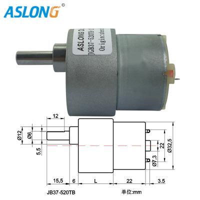 China Drill Machine Brushed 12v Dc Gear Motor 960 RPM JGB37-520TB for sale