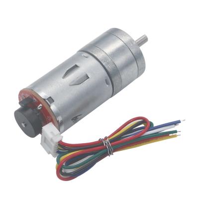 China 25mm Encoder Small DC Gear Motors High Torque 6v 60RPM Permanent Magnet for sale