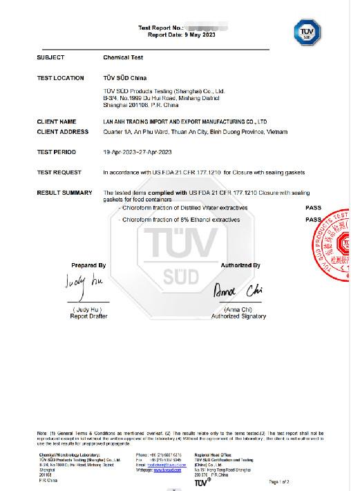 TUV - LAN ANH TRADING IMPORT AND EXPORT MANUFACTURING CO., LTD