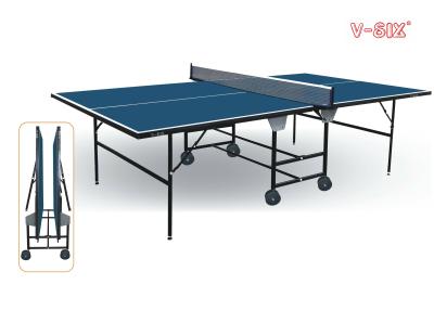 China Tischtennis-Tabelle der natürlichen Größe mit blauer Spitze, materielle billige Tischtennis-Stahltabellen zu verkaufen