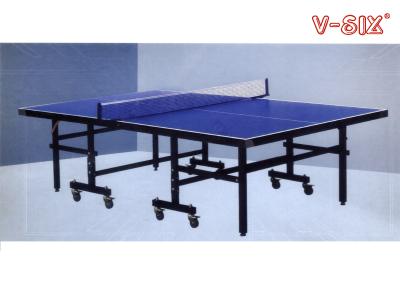 China Single Folding Ping Pong Table Moveable T Form Leg With Protective Steel Corners for sale