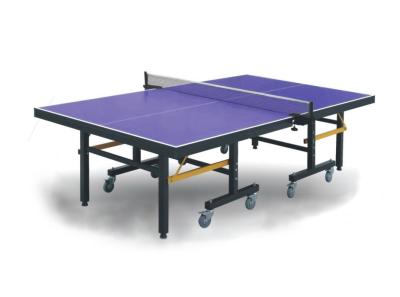 China Purple MDF Top Table Tennis Folding Table , Standard Single Competition Ping Pong Table for sale