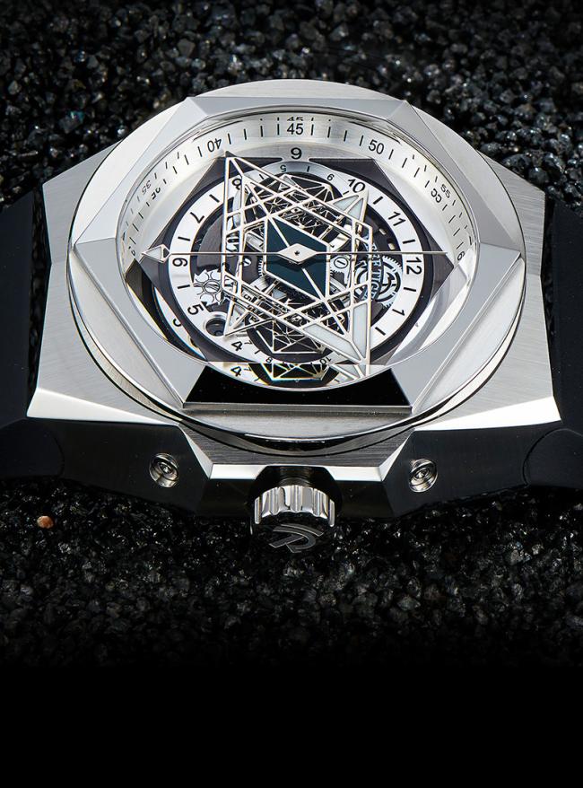 Reef‑Tiger Hexagonal‑Case Men’s Automatic‑Mechanical Watch, Hollow‑Skeleton Large‑Dial Wrist Watch with Unique‑Shaped Hands