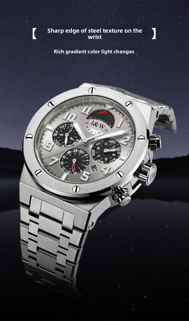 Carnival Men’s Sports Chronograph Watch, Stainless‑Steel Case Silicone‑Strap Multi‑Function Wrist Watch