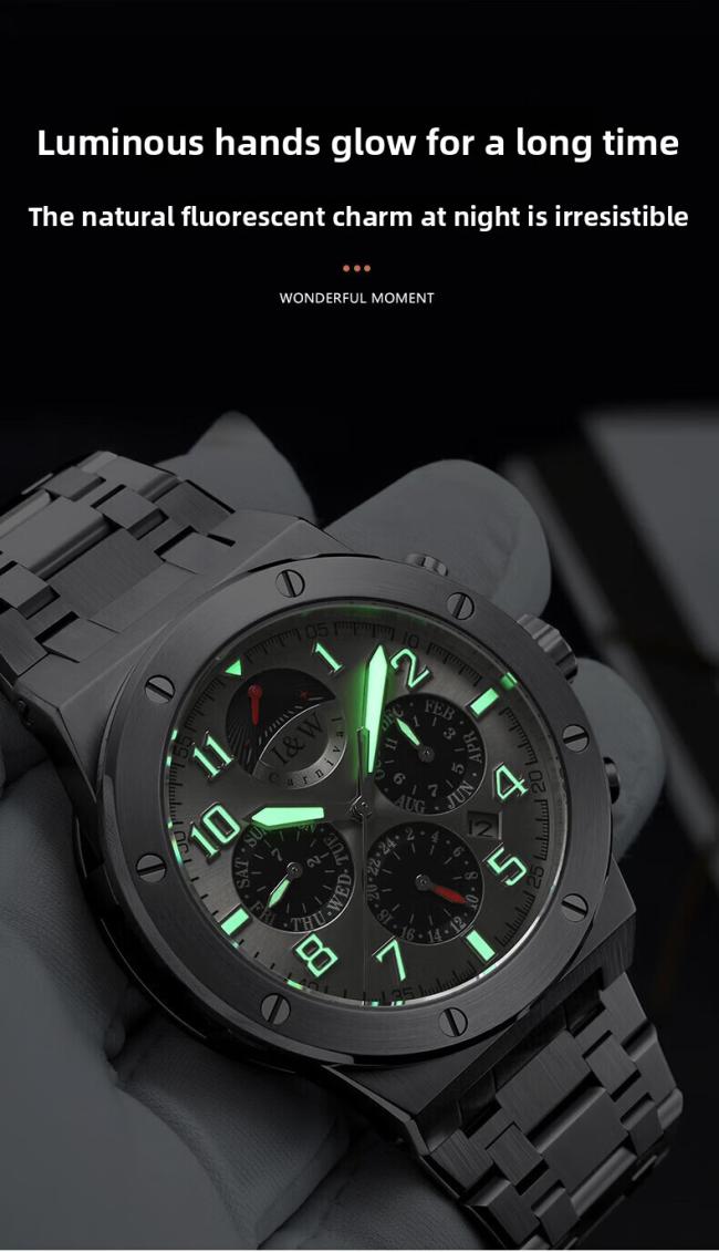 Carnival Men’s Sports Chronograph Watch, Stainless‑Steel Case Silicone‑Strap Multi‑Function Wrist Watch