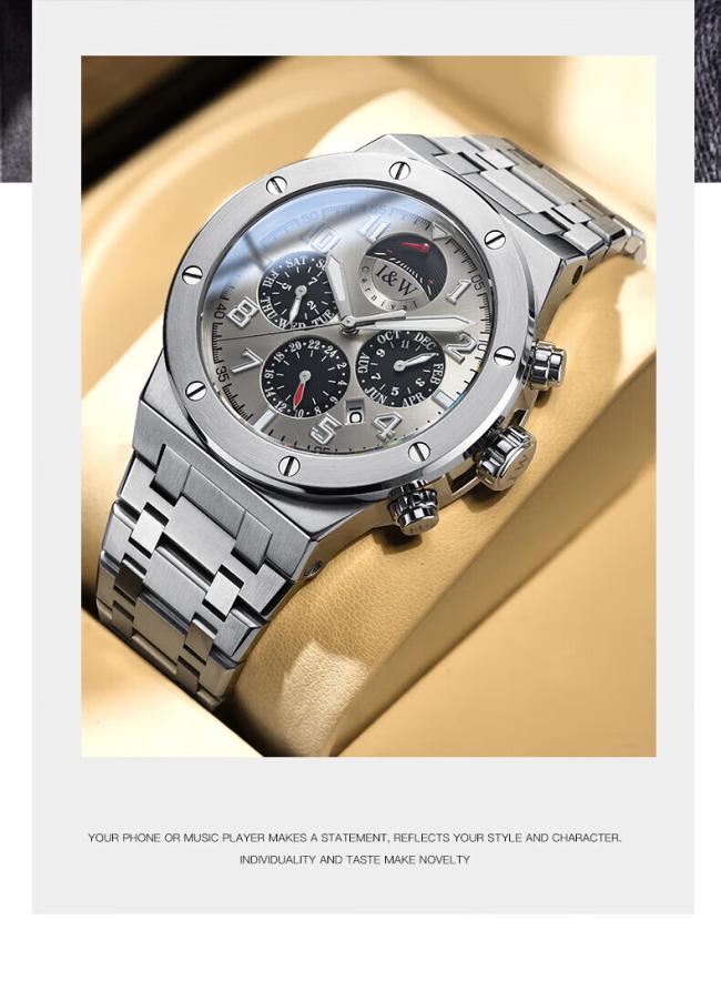 Carnival Men’s Sports Chronograph Watch, Stainless‑Steel Case Silicone‑Strap Multi‑Function Wrist Watch