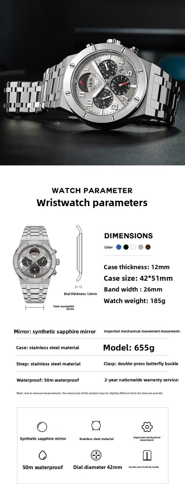 Carnival Men’s Sports Chronograph Watch, Stainless‑Steel Case Silicone‑Strap Multi‑Function Wrist Watch