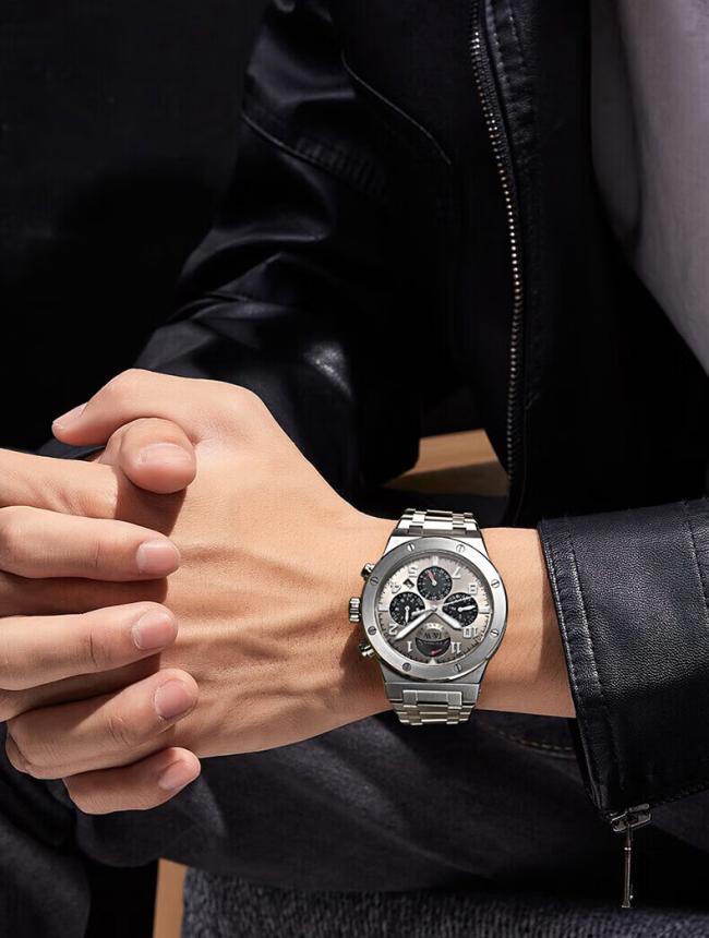 Carnival Men’s Sports Chronograph Watch, Stainless‑Steel Case Silicone‑Strap Multi‑Function Wrist Watch