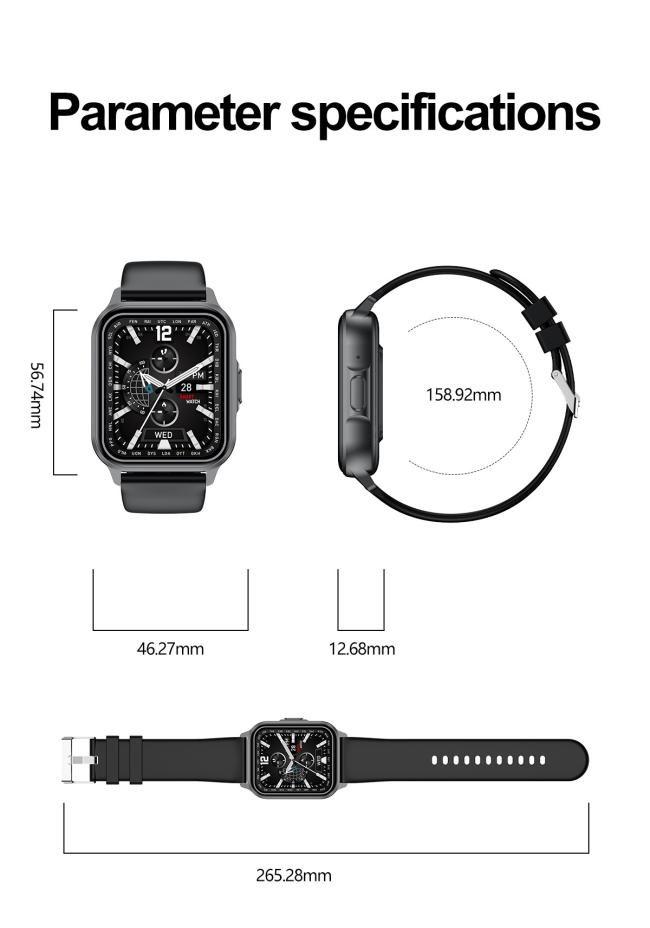 Square Full Touch Screen Smart Watch For Men Women Fitness Tracker Heart Rate Blood Pressure Sleep Monitor IP67 Waterproof Multi Color Silicone Band Sport Smartwatch