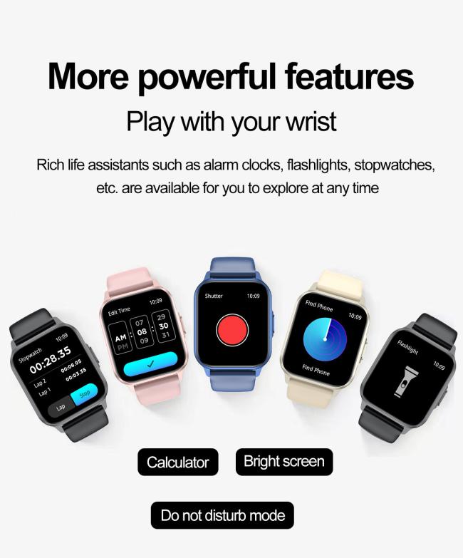 Square Full Touch Screen Smart Watch For Men Women Fitness Tracker Heart Rate Blood Pressure Sleep Monitor IP67 Waterproof Multi Color Silicone Band Sport Smartwatch
