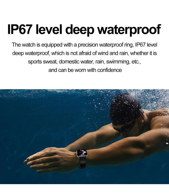 Square Full Touch Screen Smart Watch For Men Women Fitness Tracker Heart Rate Blood Pressure Sleep Monitor IP67 Waterproof Multi Color Silicone Band Sport Smartwatch