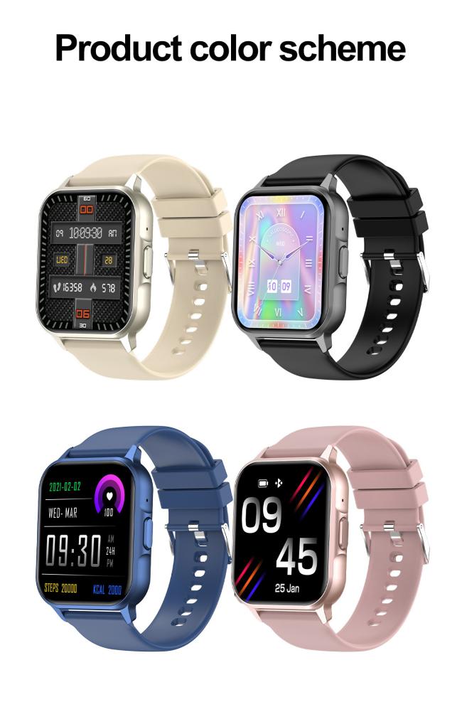 Square Full Touch Screen Smart Watch For Men Women Fitness Tracker Heart Rate Blood Pressure Sleep Monitor IP67 Waterproof Multi Color Silicone Band Sport Smartwatch