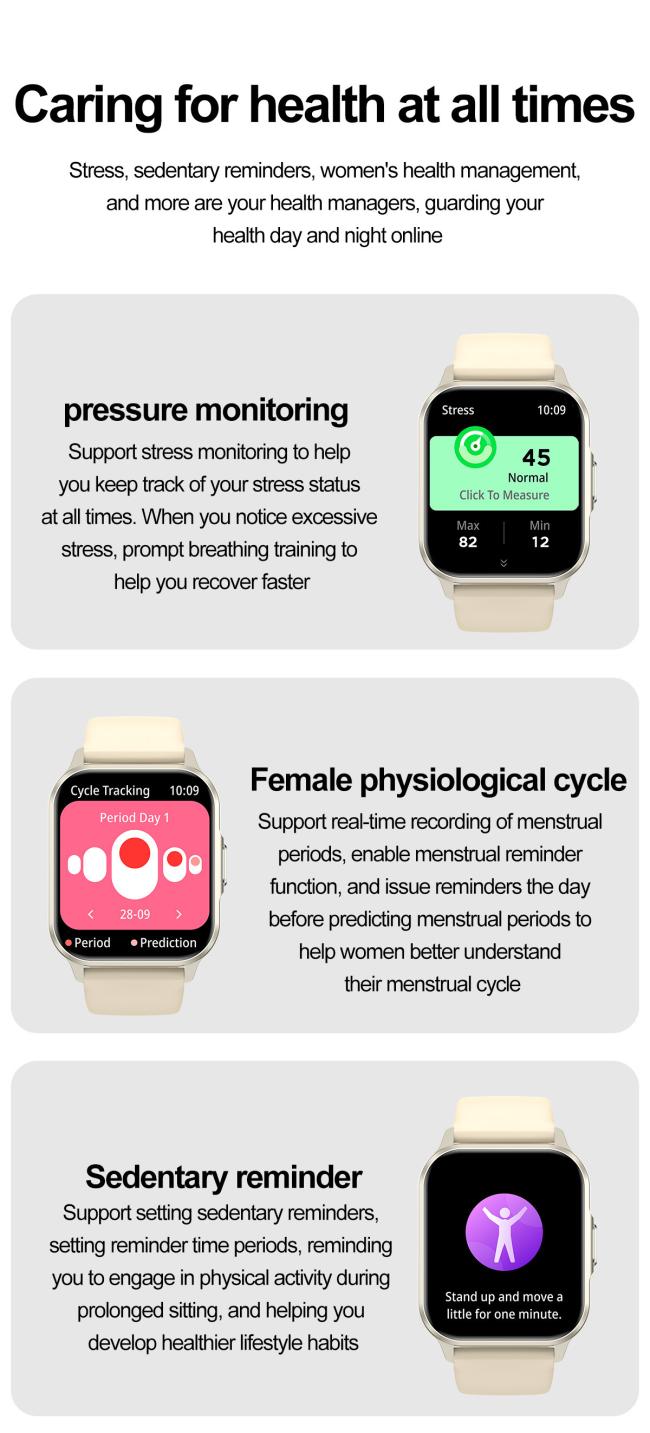 Square Full Touch Screen Smart Watch For Men Women Fitness Tracker Heart Rate Blood Pressure Sleep Monitor IP67 Waterproof Multi Color Silicone Band Sport Smartwatch