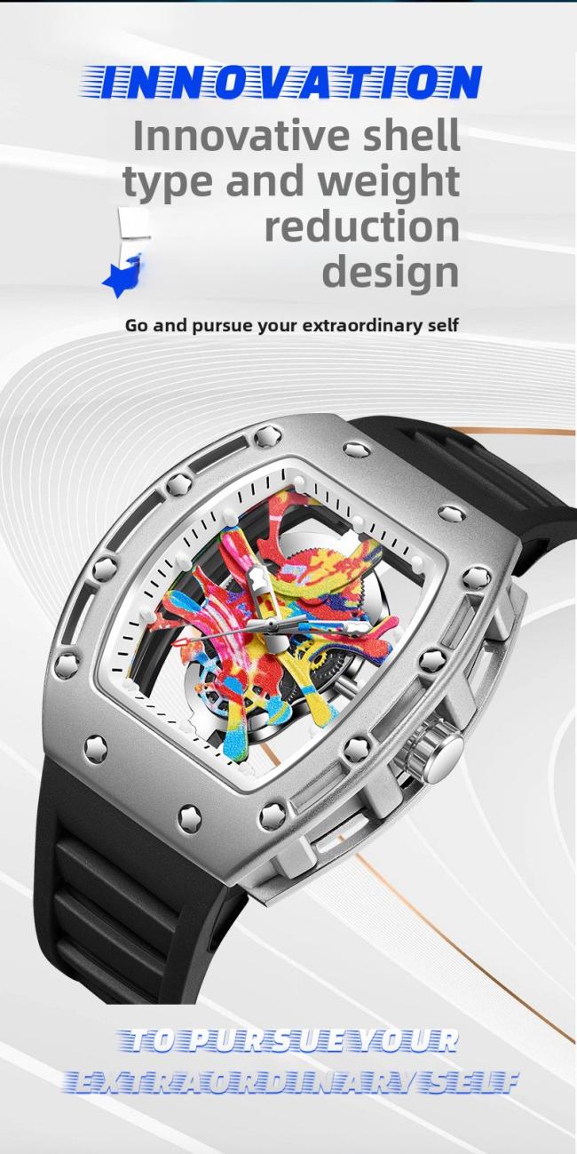 Men’s Multifunction Chronograph Quartz Watch, Stainless‑Steel Case Silicone‑Strap Sports Wrist Watch
