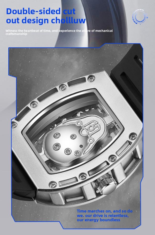 Men’s Multifunction Chronograph Quartz Watch, Stainless‑Steel Case Silicone‑Strap Sports Wrist Watch