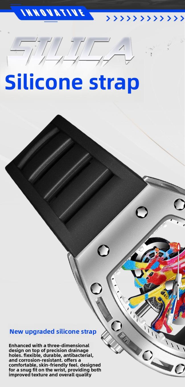 Men’s Multifunction Chronograph Quartz Watch, Stainless‑Steel Case Silicone‑Strap Sports Wrist Watch