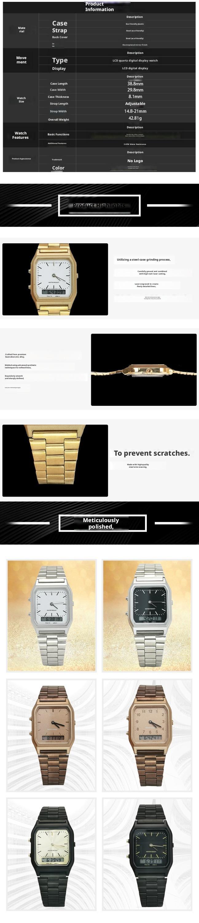 Vintage Thin Square Stainless Steel Band Quartz Watch Minimalist Business Dress Wrist Watch for Men Women Waterproof Analog Watch