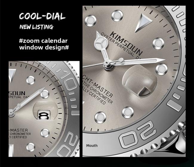 Men’s Yacht‑Master Style Quartz Watch, Stainless‑Steel Case Soft Silicone‑Strap Waterproof Sports Wrist Watch