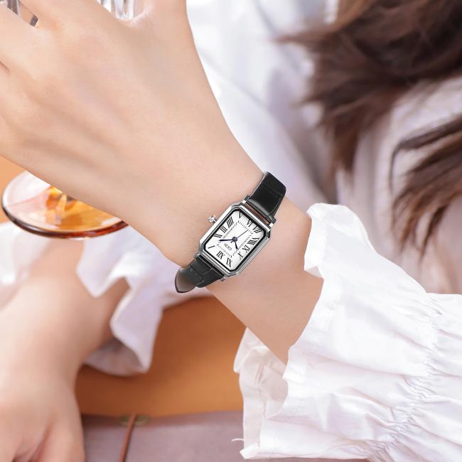 Vintage Square Dial Women Quartz Watch Soft Leather Strap Elegant Business Dress Wristwatch Minimalist Ladies Daily Jewelry Watch 3 Colors