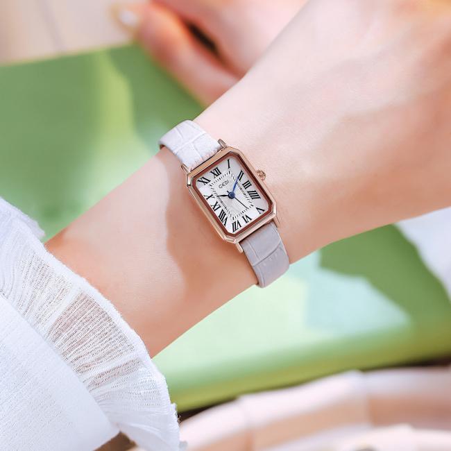 Vintage Square Dial Women Quartz Watch Soft Leather Strap Elegant Business Dress Wristwatch Minimalist Ladies Daily Jewelry Watch 3 Colors