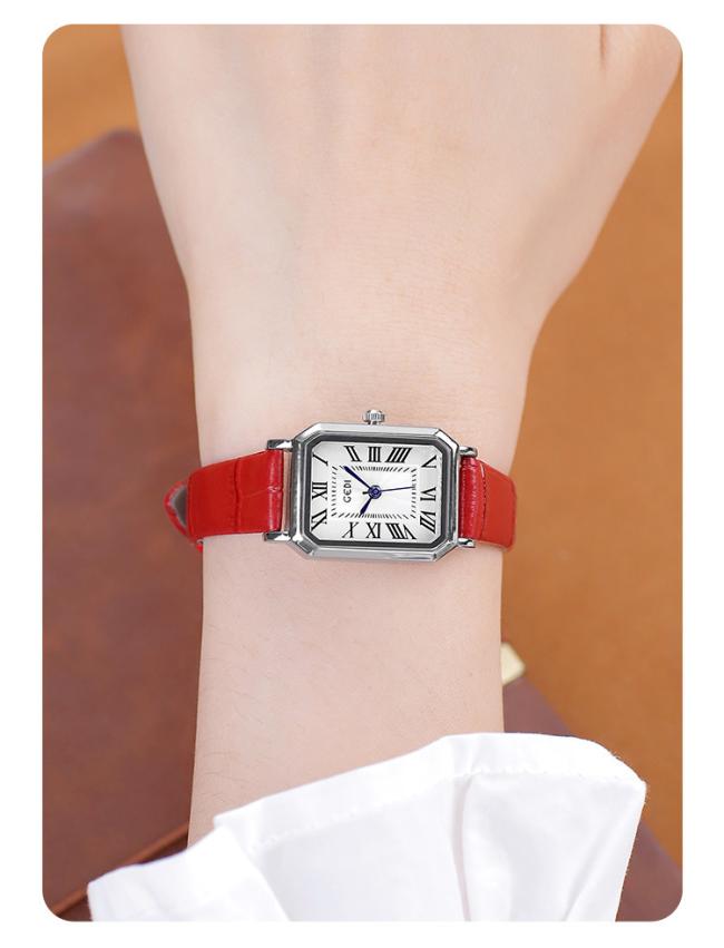 Vintage Square Dial Women Quartz Watch Soft Leather Strap Elegant Business Dress Wristwatch Minimalist Ladies Daily Jewelry Watch 3 Colors