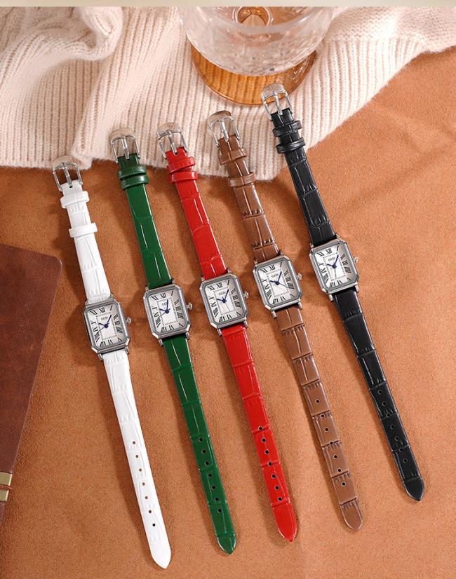 Vintage Square Dial Women Quartz Watch Soft Leather Strap Elegant Business Dress Wristwatch Minimalist Ladies Daily Jewelry Watch 3 Colors