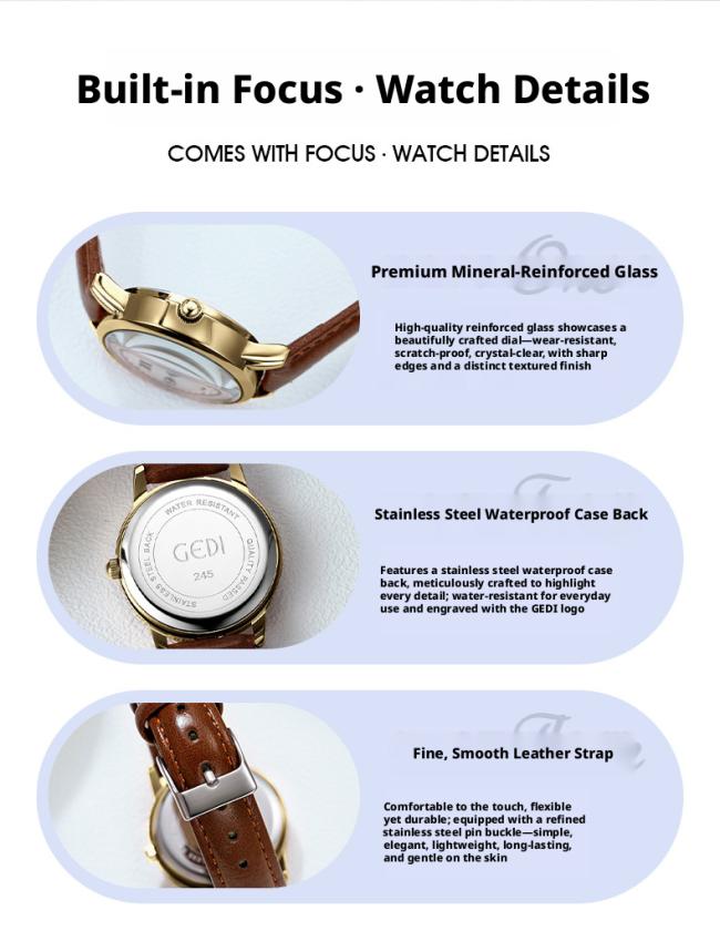 Minimalist Round Dial Women Quartz Watch Soft Leather Strap Classic Business Dress Wristwatch Elegant Daily Ladies Watch 3 Colors