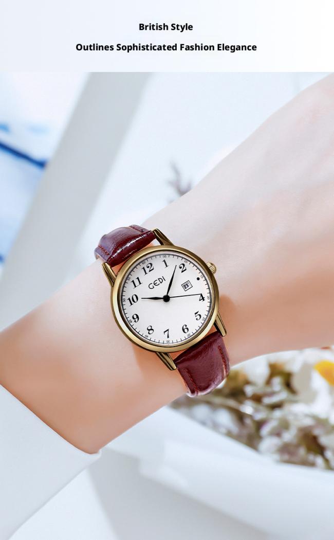Minimalist Round Dial Women Quartz Watch Soft Leather Strap Classic Business Dress Wristwatch Elegant Daily Ladies Watch 3 Colors