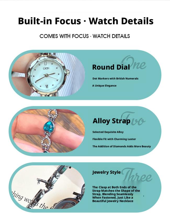 Luxury Colorful Gemstone Thin Chain Ladies Wrist Watch Full Rhinestone Bezel Quartz Watch Elegant Metal Bracelet Wristwatch For Women Daily Party Gift 3 Colors