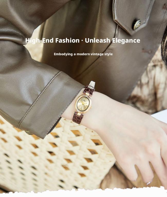 Vintage Sun Texture Round Gold Dial Women Quartz Watch Soft Black Leather Strap Slim Elegant Business Wristwatch Ladies Luxury Daily Jewelry Watch