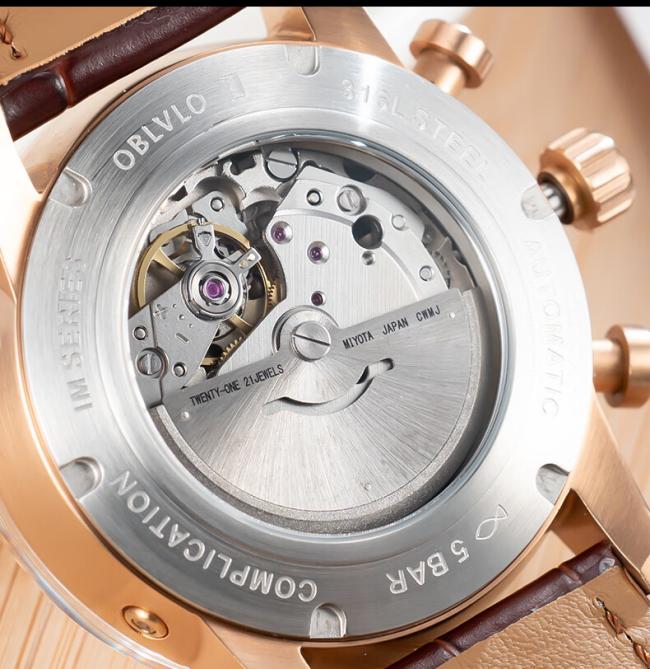 Men’s Round‑Case Chronograph Quartz Watch, Genuine‑Leather Band Business Wrist Watch