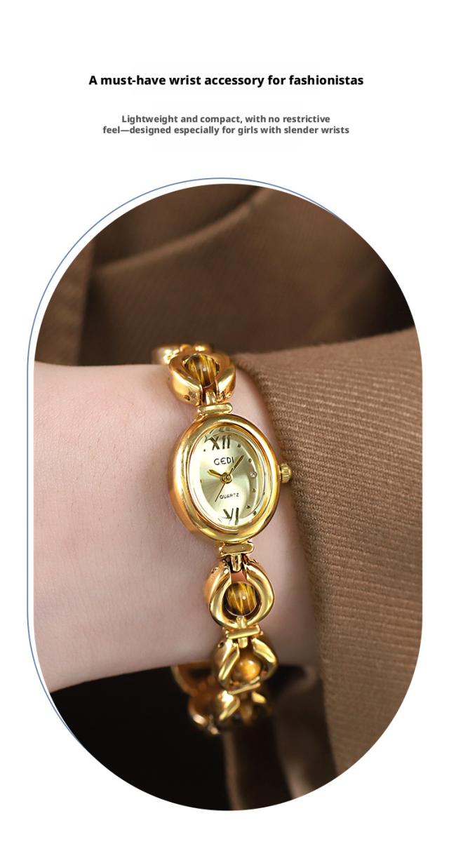Mini Slim Bracelet Ladies Watch Inlaid Ruby Emerald Gold Dial Delicate Dress Wristwatch For Small Wrist Female